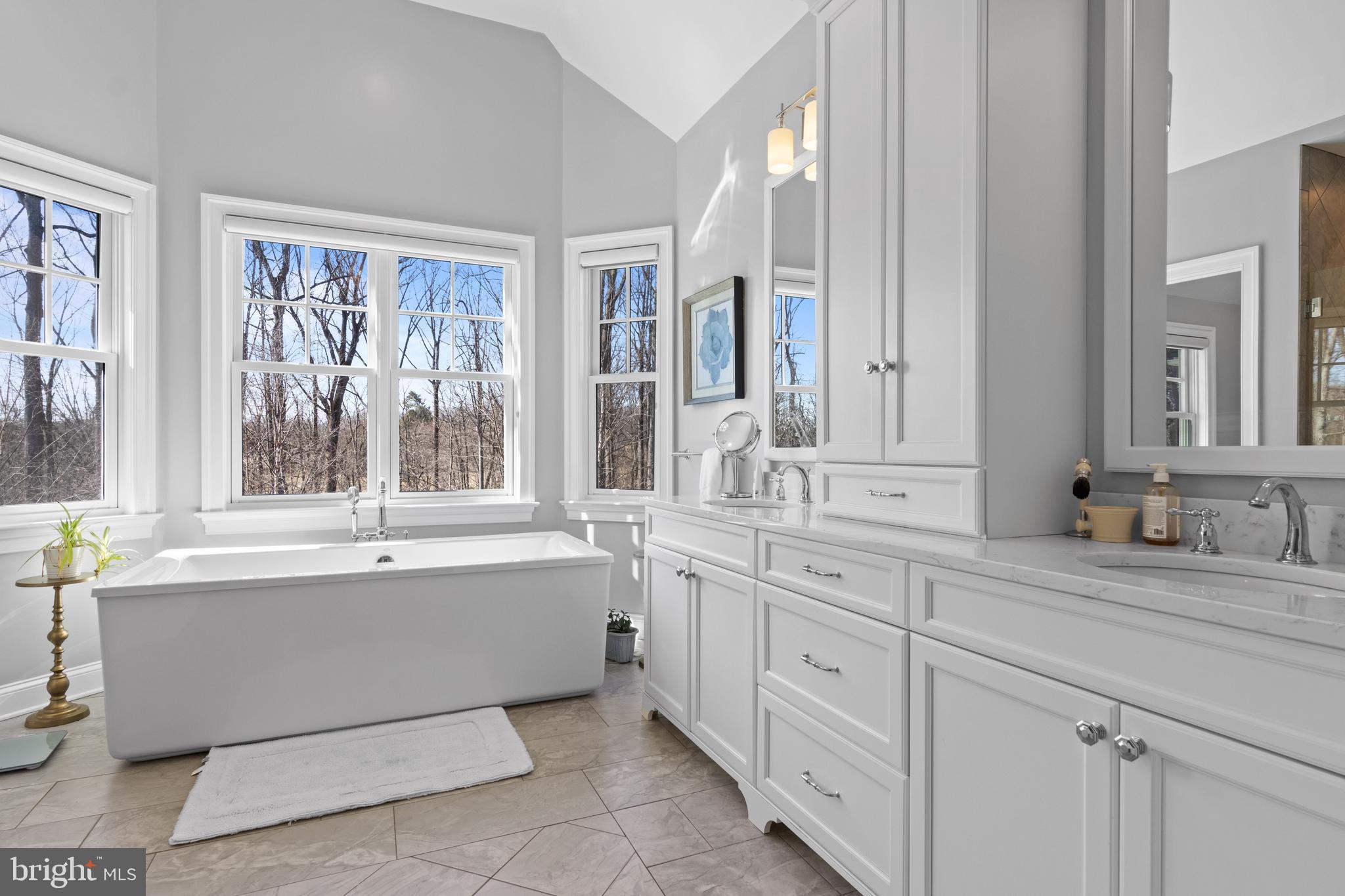 2207 White Horse Road Berwyn, PA 19312 - Photo 36 of 69 a bathroom with a granite countertop sink mirror and a bathtub