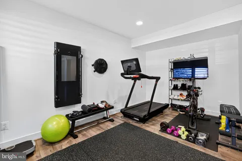 a room with gym equipment
