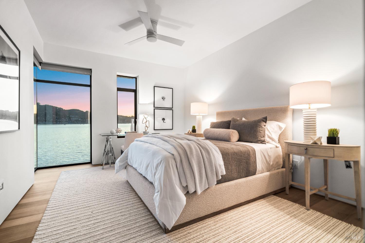 46 Cliff Road Belvedere, CA 94920 - Photo 20 of 42 a bedroom with a large bed and a window