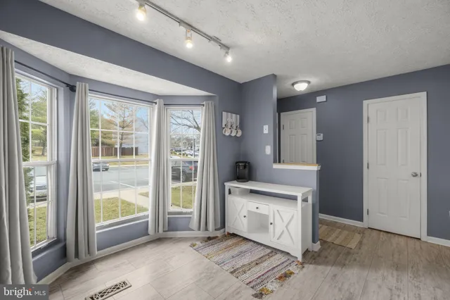 an empty room with windows