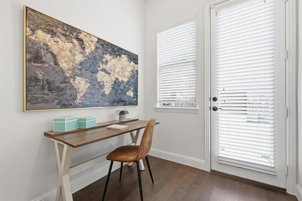 4642 Rhett Lane, Unit B Carrollton, TX 75010 - Photo 15 of 26 Home office with baseboards and dark wood finished floors