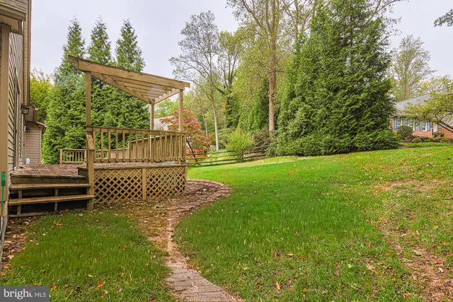 a view of a bench in the garden