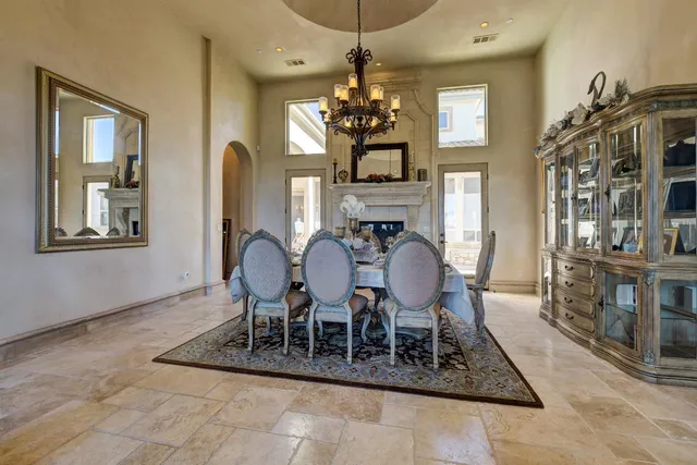 a view of a bathroom with dual sinks