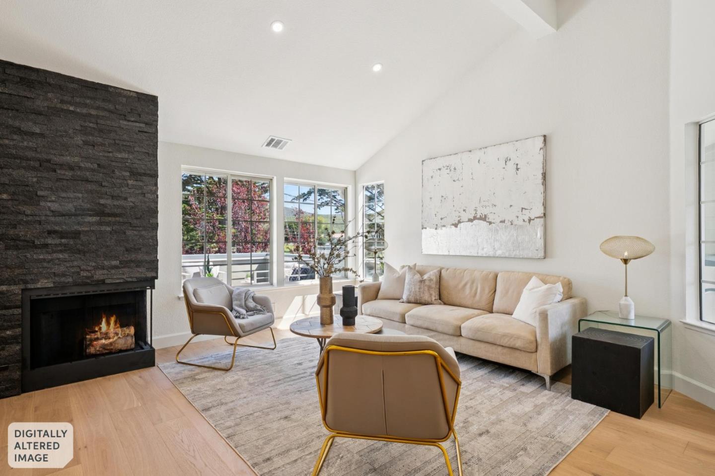 135 Troon Way Half Moon Bay, CA 94019 - Photo 4 of 44 a living room with furniture a large window and a fireplace