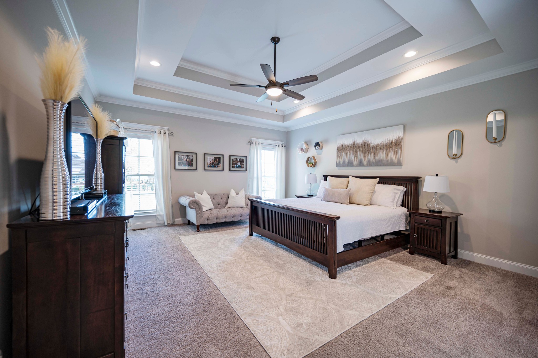 128 Seclusion Court Murfreesboro, TN 37129 - Photo 17 of 68 a bedroom with a bed couch chandelier and a window