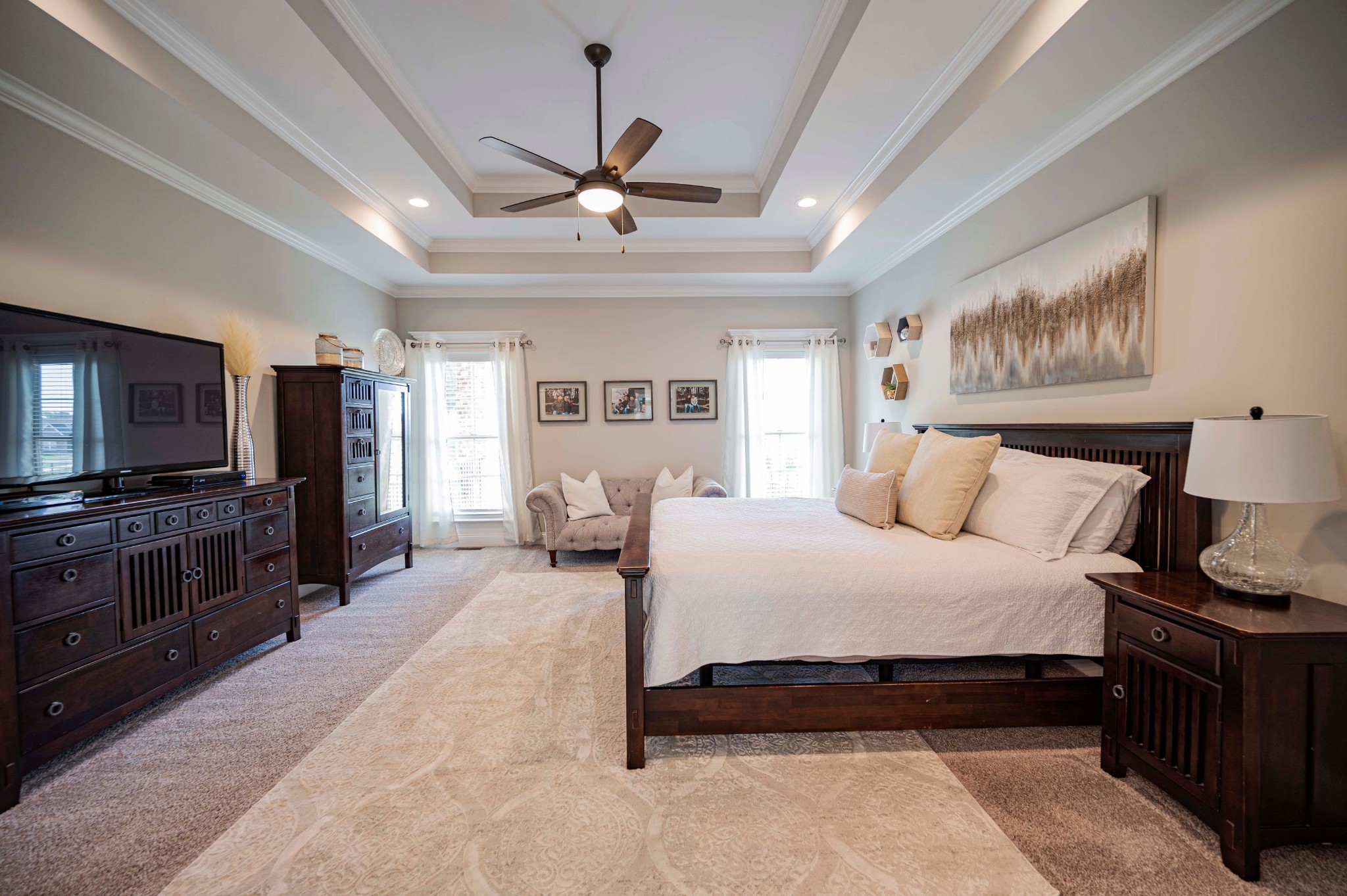 128 Seclusion Court Murfreesboro, TN 37129 - Photo 18 of 68 a spacious bedroom with a bed and a flat screen tv