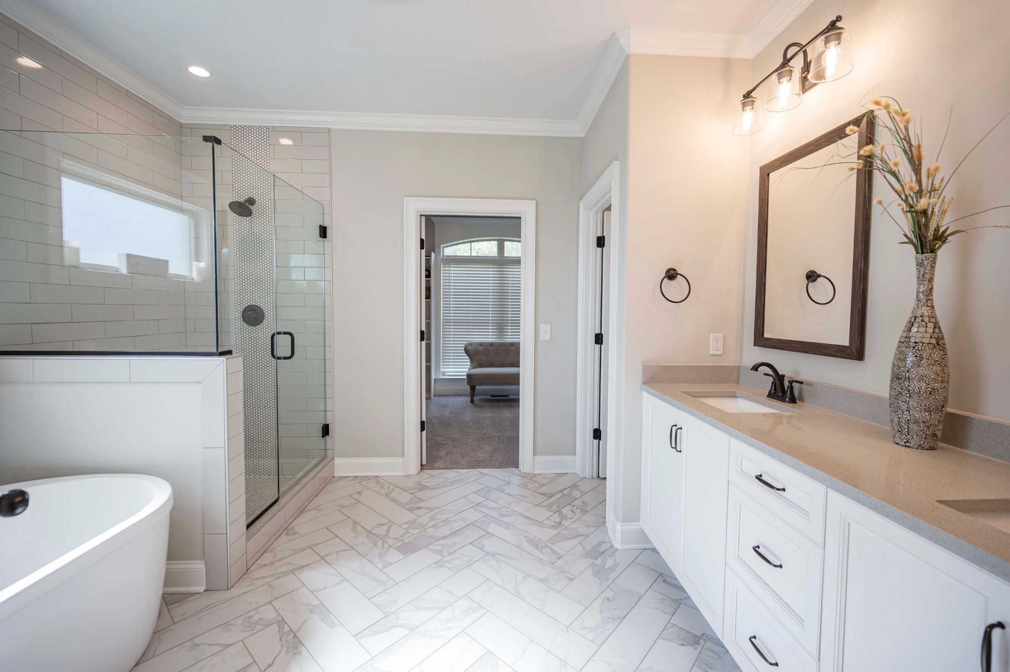 128 Seclusion Court Murfreesboro, TN 37129 - Photo 19 of 68 a spacious bathroom with a granite countertop sink a toilet a mirror and shower
