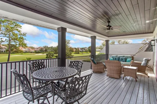 a view of a chair in wooden deck