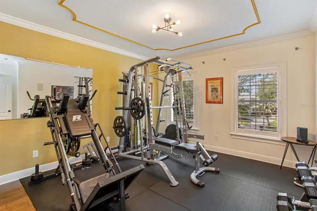 a view of a room with gym equipment