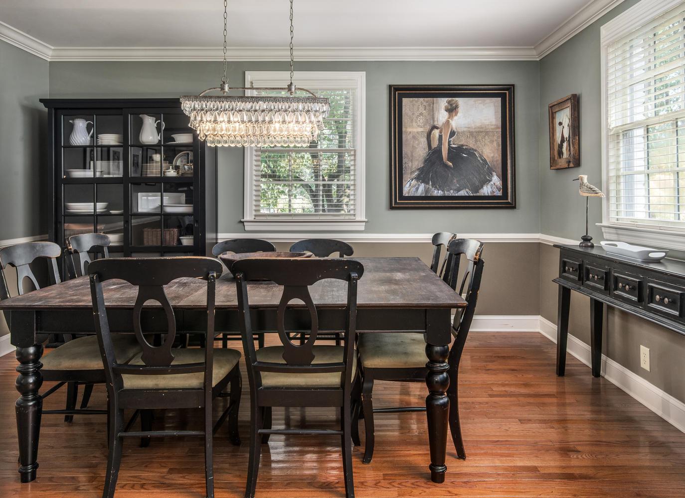 401 Page Road Nashville, TN 37205 - Photo 12 of 30 Formal dining room is located just off the kitchen and off the living room! Beautiful updated light fixture really is the focal point of the room! Wonderful space to entertain a large dinner party!