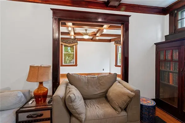 a living room with furniture and a window