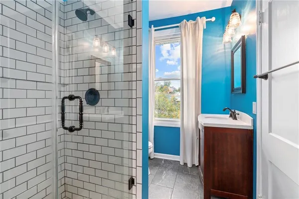 a bathroom with a shower