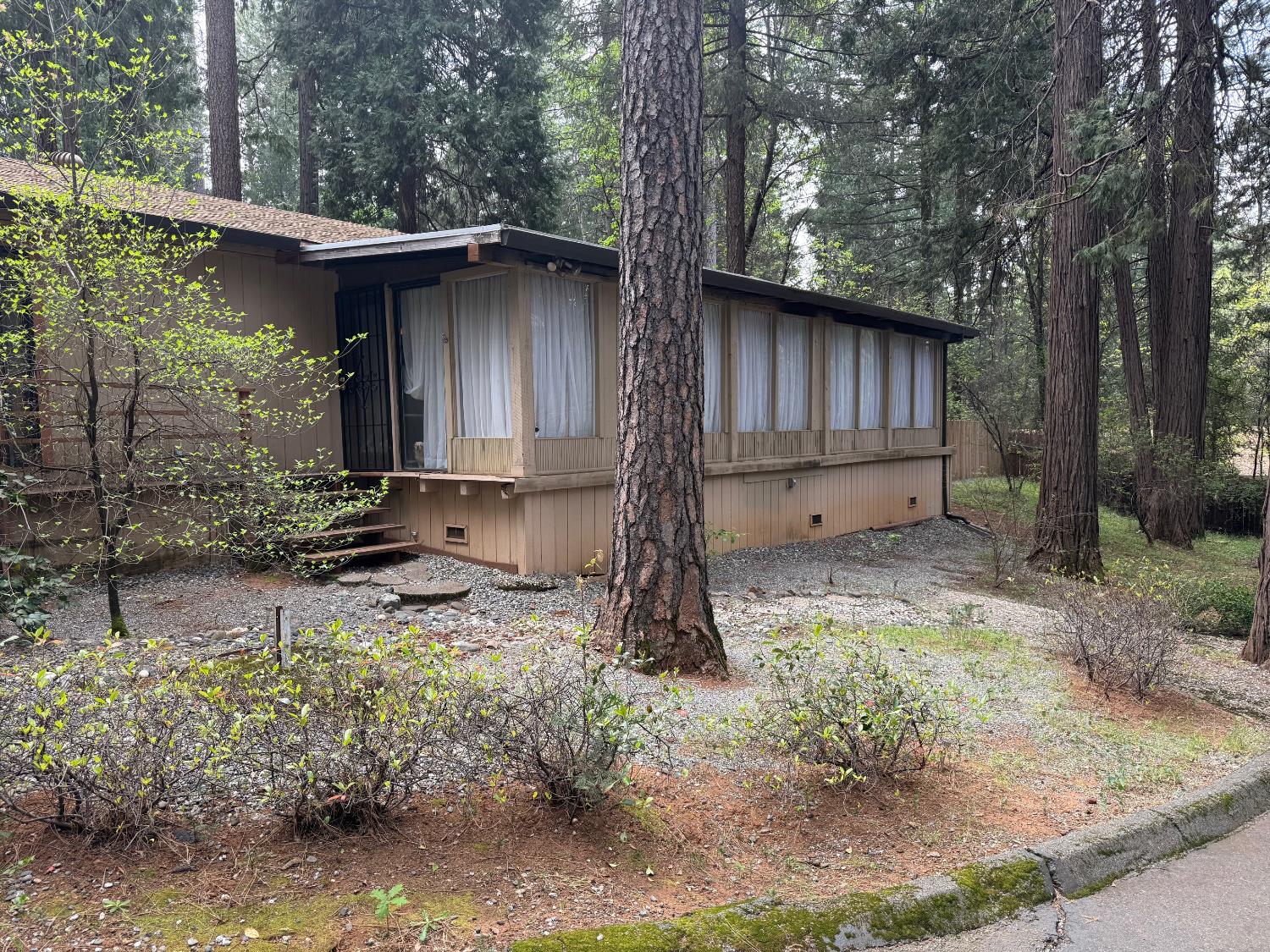 6538 Perry Road Magalia, CA 95954 - Photo 7 of 39 a backyard of a house with large trees and wooden fence