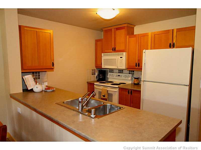 910 Copper Road, Unit 216 Copper Mountain, CO 80443 - Photo 4 of 18 a kitchen with a refrigerator a stove top oven a sink and dishwasher