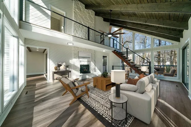 a living room with furniture