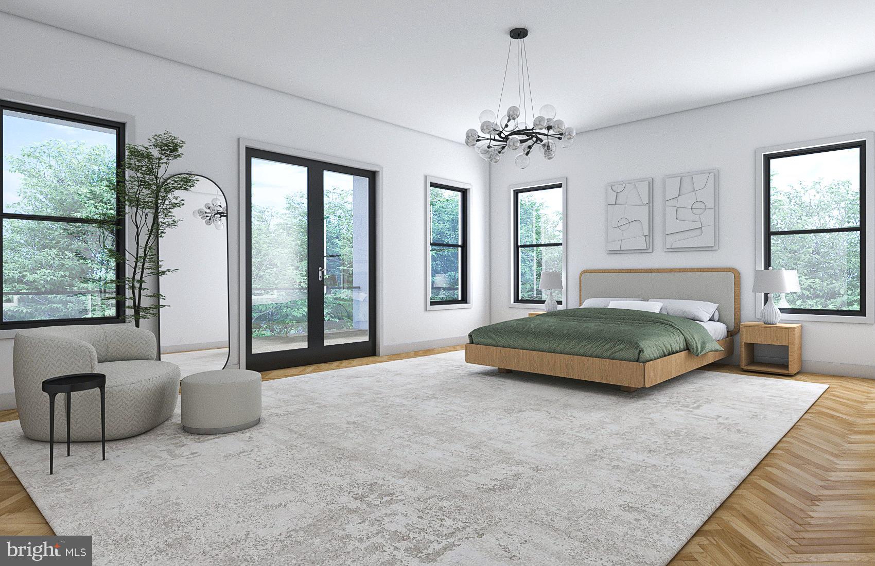 3104 Dashiell Road Falls Church, VA 22042 - Photo 6 of 9 a bedroom with a bed a chandelier and a large window