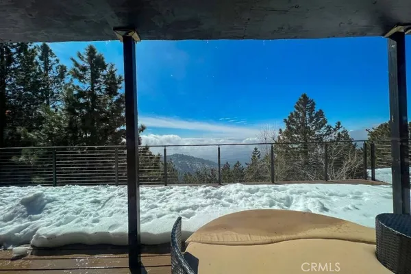 a view of a balcony with a plant