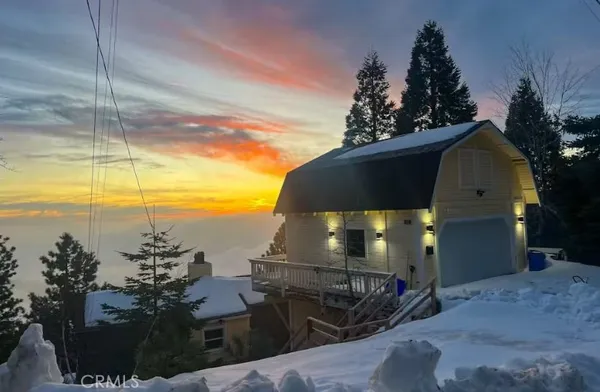 a view of a city with sunset view