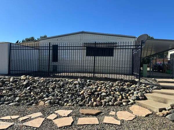 a view of a black gate