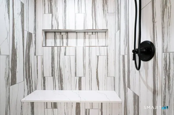 a close view of a closet