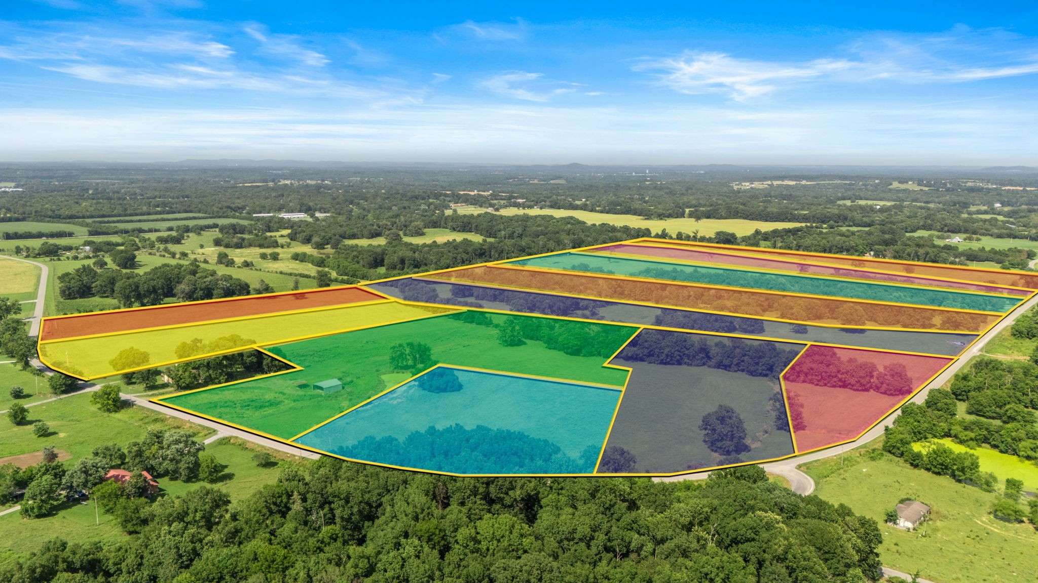an aerial view of a pool
