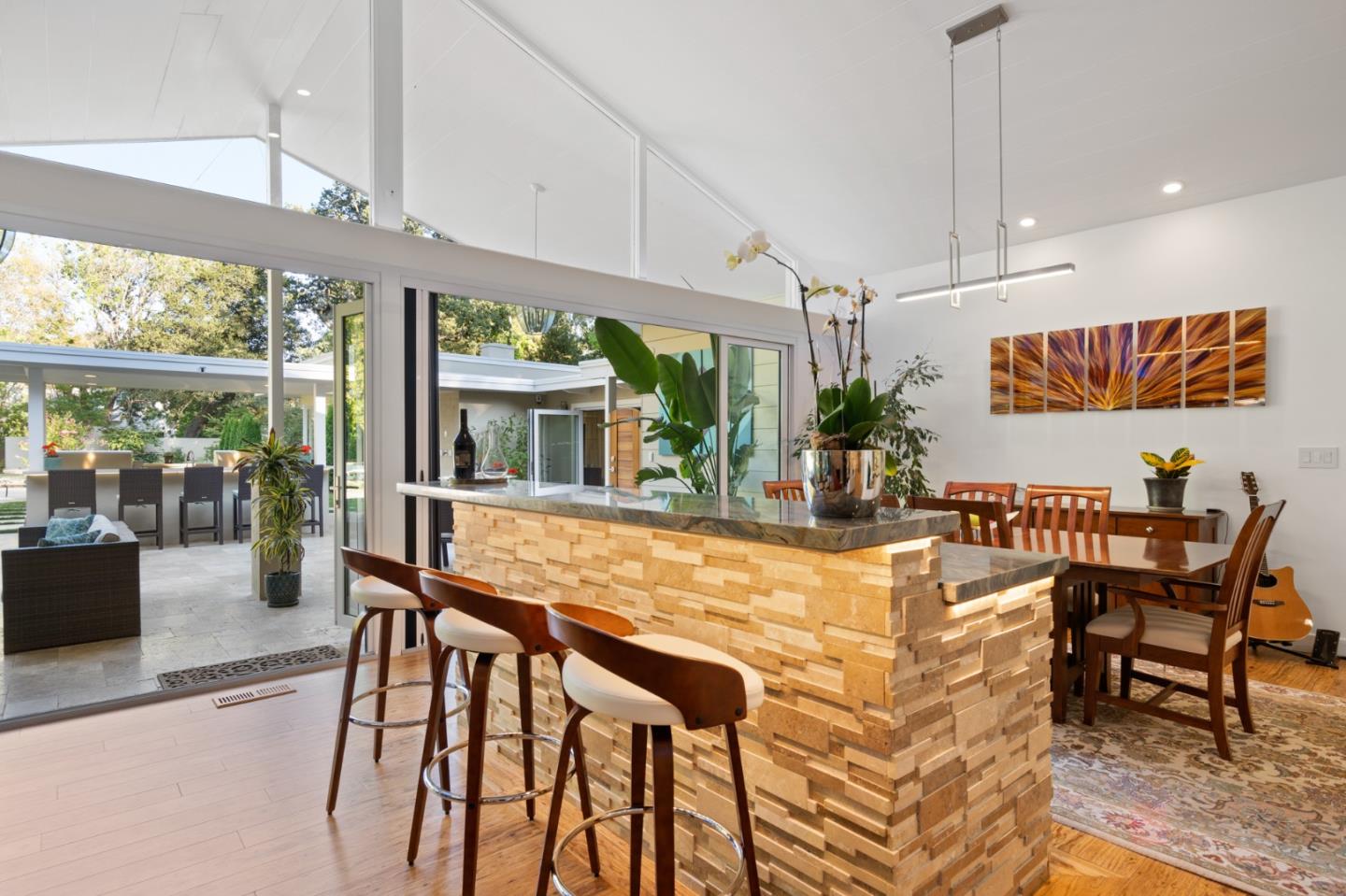 89 Selby Lane Atherton, CA 94027 - Photo 14 of 59 a view of a dining room with furniture window and outside view