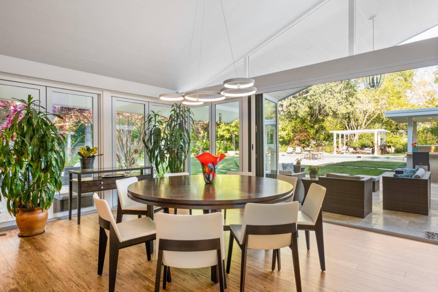 89 Selby Lane Atherton, CA 94027 - Photo 18 of 59 a dining room with furniture window and outside view