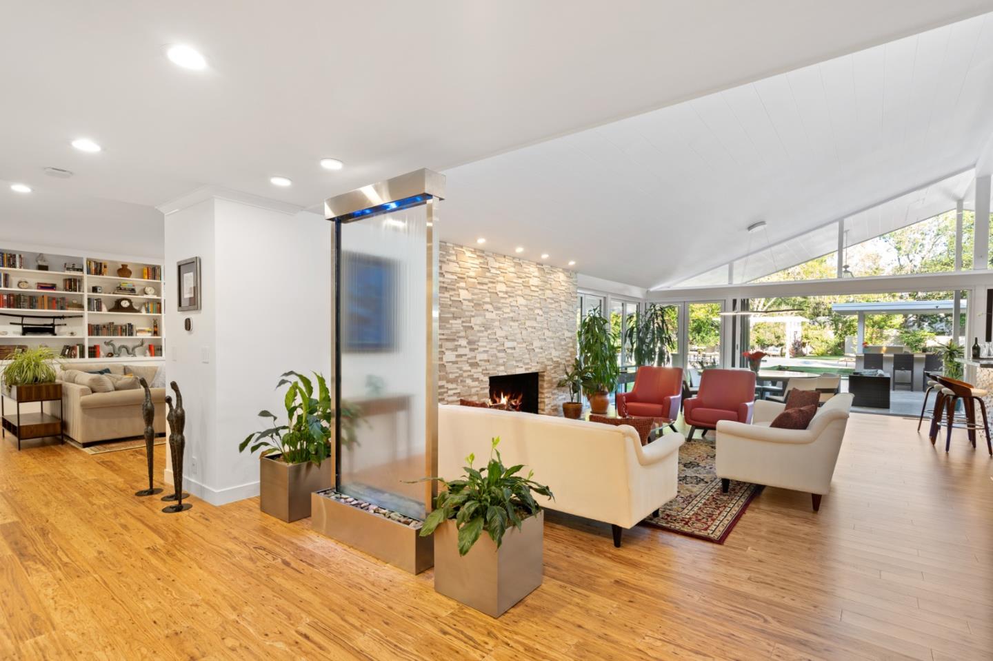 89 Selby Lane Atherton, CA 94027 - Photo 6 of 59 a living room with furniture floor to ceiling window and wooden floor