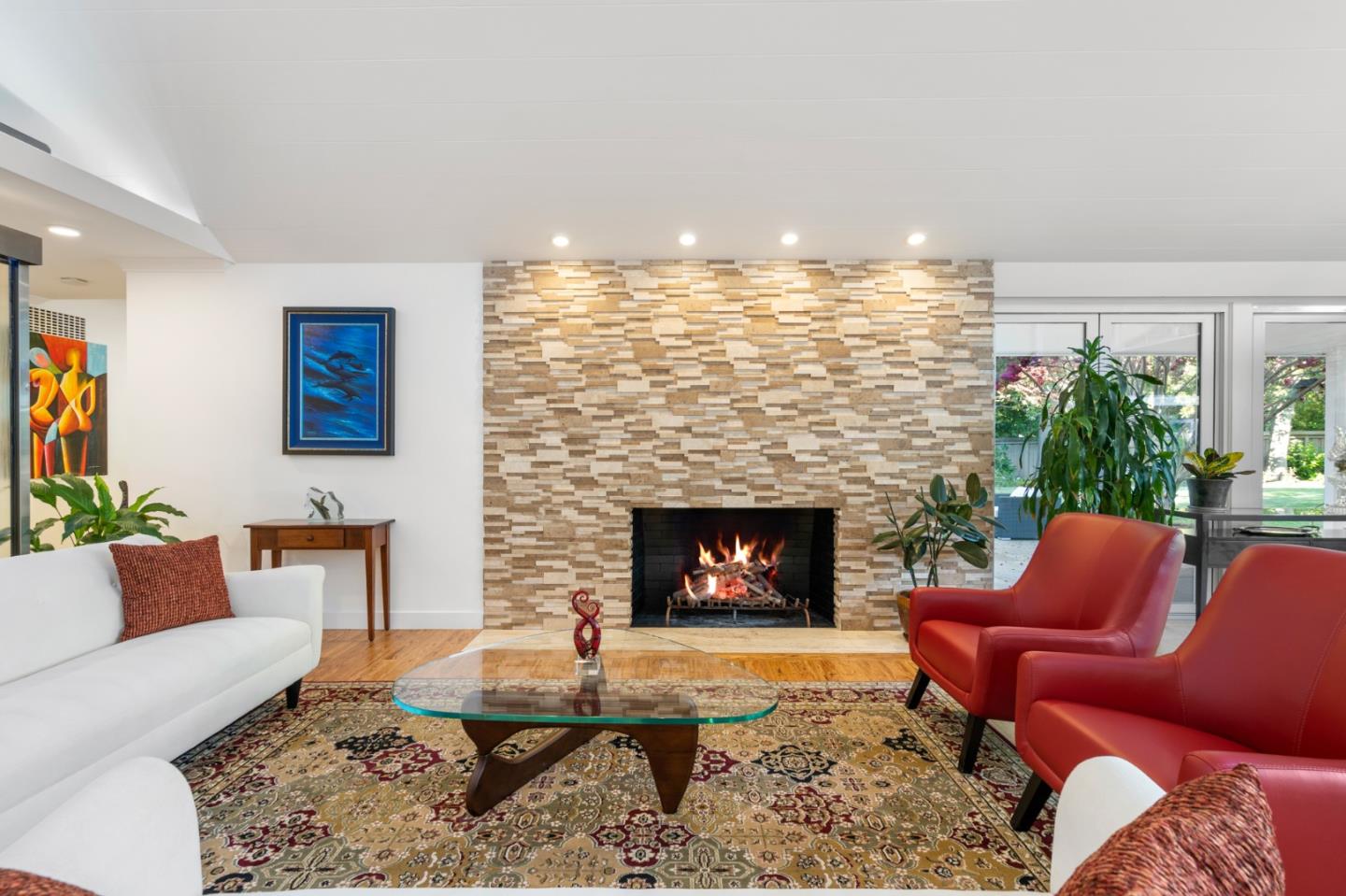 89 Selby Lane Atherton, CA 94027 - Photo 7 of 59 a living room with furniture and a fireplace