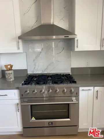 a stove top oven sitting inside of a kitchen