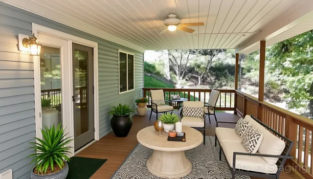 a outdoor living space with furniture and garden view