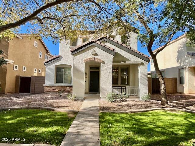 a view of a house with swimming pool and sitting area