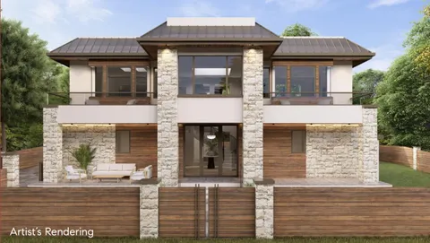 a front view of a house with glass windows