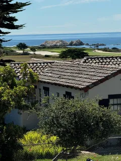 a view of a terrace with a lake view