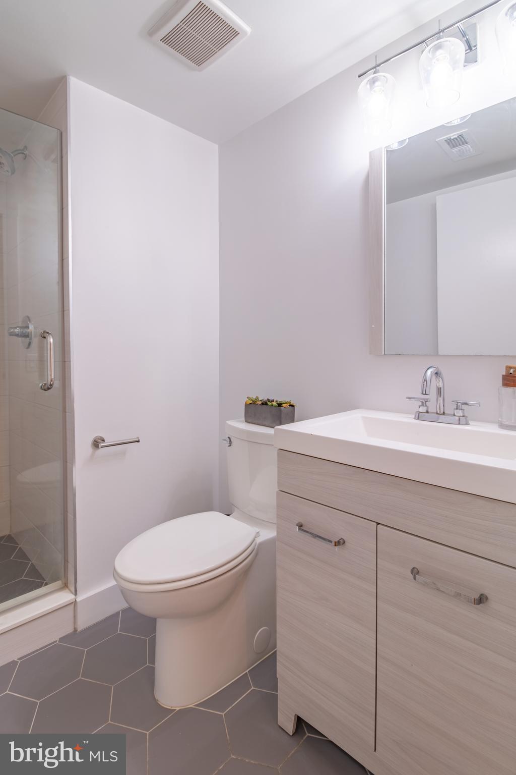1735 Johnson Avenue Northwest, Unit B Washington, DC 20009 - Photo 16 of 34 a bathroom with a sink a toilet and shower