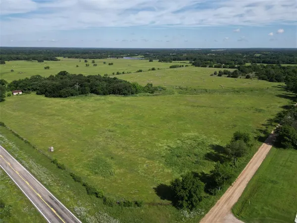 a view of a green field with an ocean