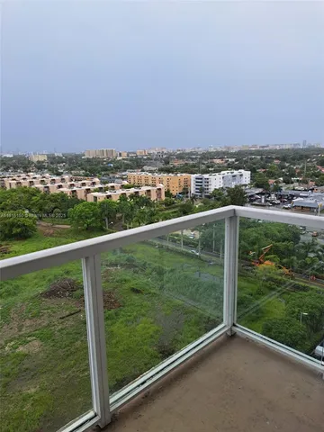 a view of a balcony with an outdoor space