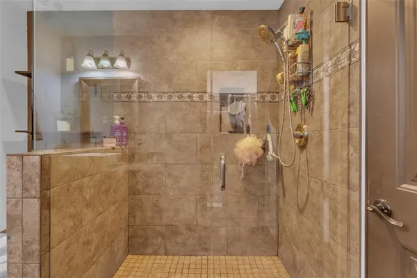 a bathroom with a shower