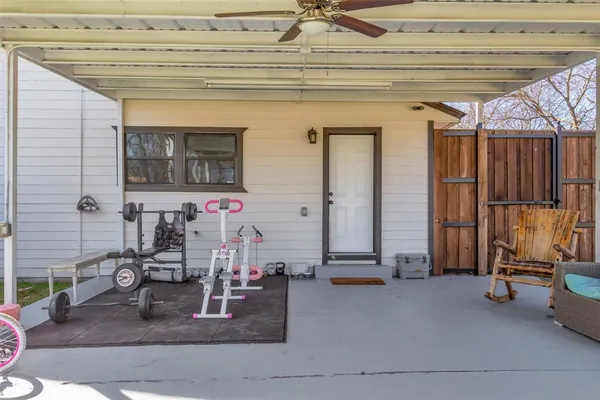 a view of a room with gym equipment