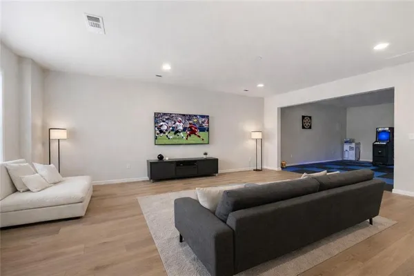 a living room with furniture and a couch