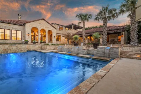 a swimming pool view with a outdoor space