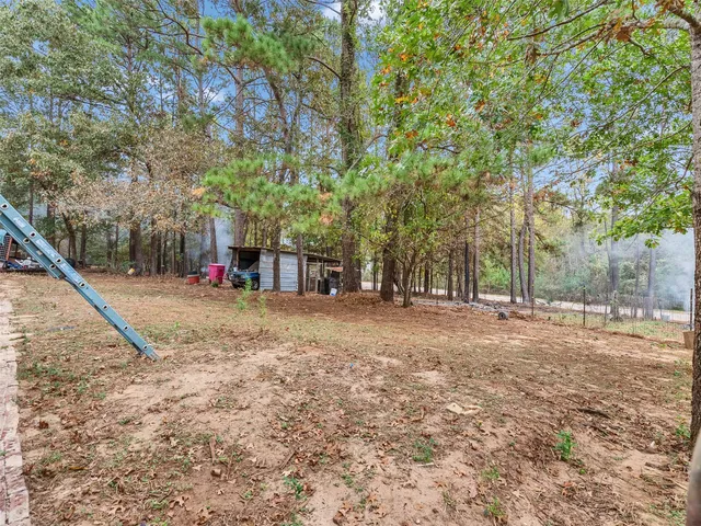 a view of a field with trees