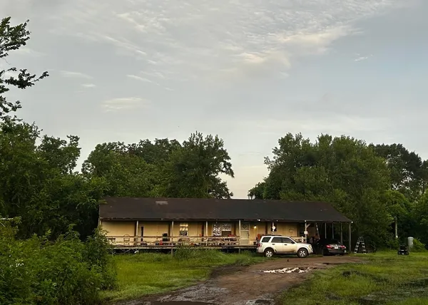 a view of a big house with a big yard plants and large trees