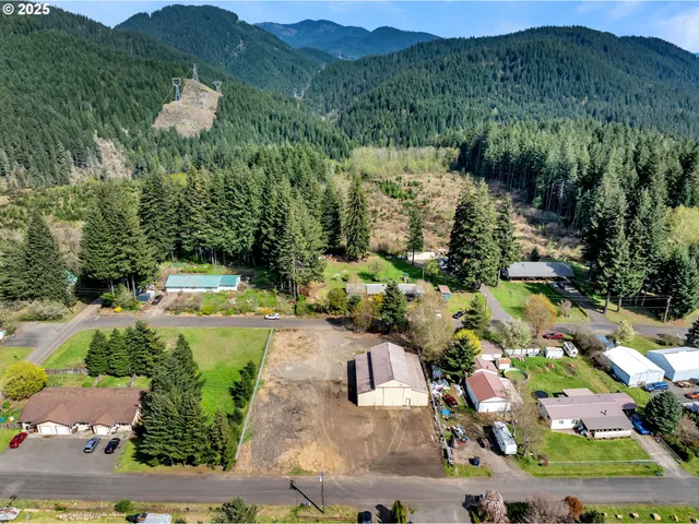 a view of a lush green hillside and houses