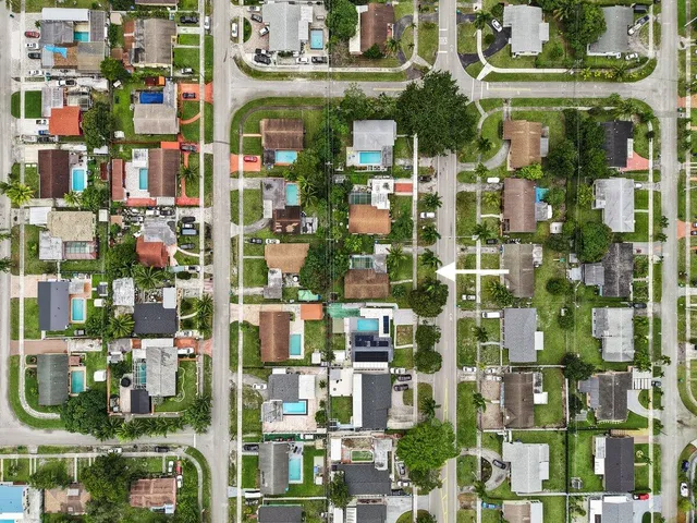 an aerial view of multiple house