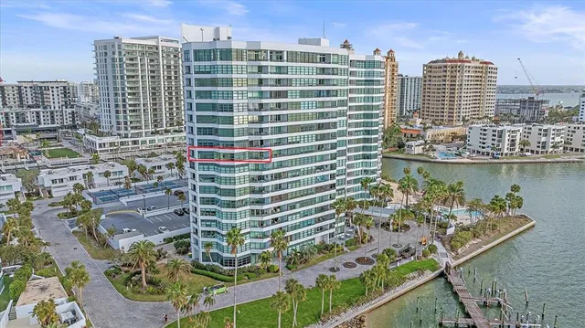 a view of a city with tall buildings