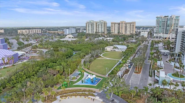 a view of a city with an ocean