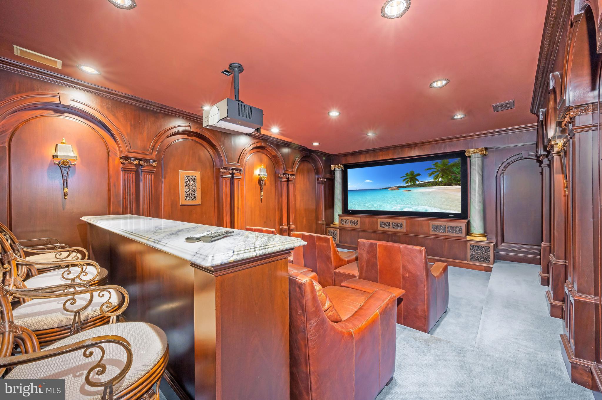 9300 River Road Potomac, MD 20854 - Photo 34 of 50 Private Home Cinema with Dedicated Bar Seating