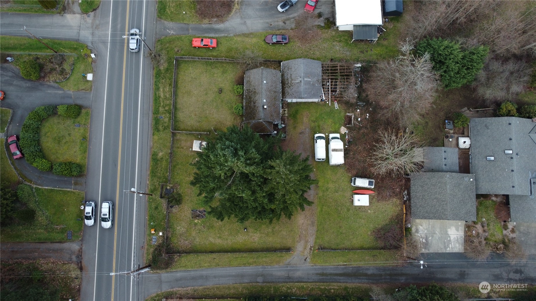 an aerial view of a house