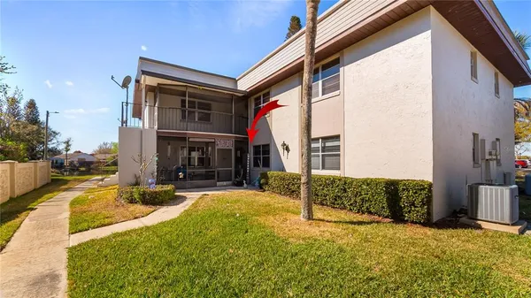 a view of a house with a patio